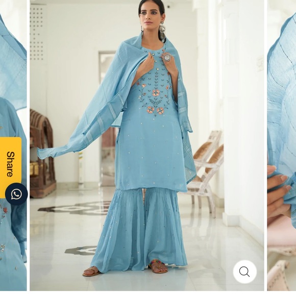 Autumn lane full kurta set ! With flare pants Duptta and hand work - Picture 12 of 13